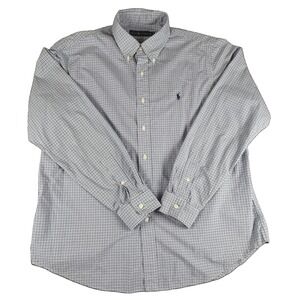 Ralph Lauren Shirt Mens XL Blue Check Long Sleeve Button Down Pony Logo Casual
